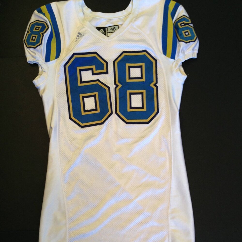 UCLA Bruins Football Team Issued Jersey #68 Sz 48, 2007 Game-Worn, White, Adidas
